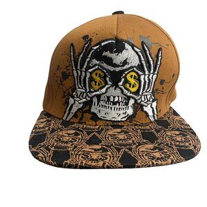 Top Level‎ Cotton Money Skull Adjustable Snapback Hat
